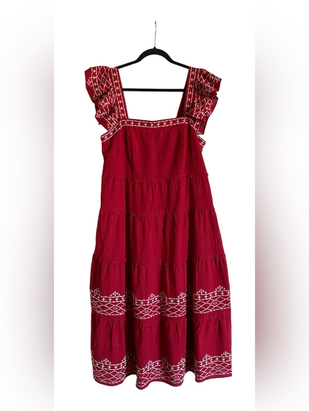 Women’s KNOX ROSE Red/White Embroidered Boho Dress M